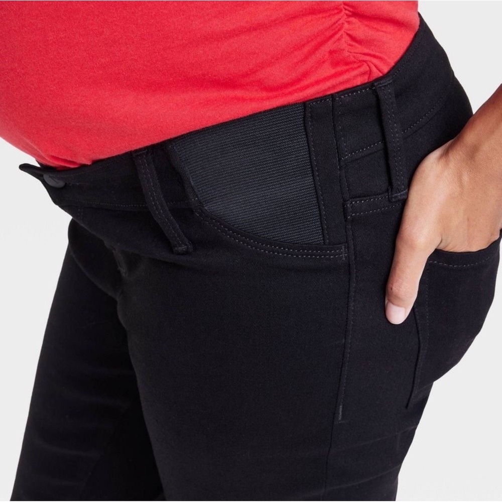 Isabel Maternity Skinny Black Jeans w Expandable Side Panel Under Belly Size 6